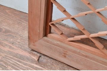 アンティーク建具　木の素朴な味わいが感じられる組子欄間1枚(明り取り、明かり取り、らんま)(R-081530)