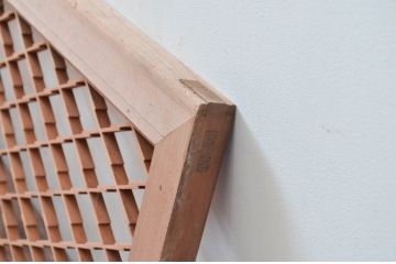 アンティーク建具　木の素朴な味わいが感じられる組子欄間1枚(明り取り、明かり取り、らんま)(R-081530)