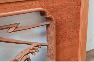 アンティーク建具　上手物!!　迫力のある龍と雷に波の図柄が魅力的な両面彫刻欄間1枚(明かり取り、明り取り)(製作費推定140万円)(R-081531)