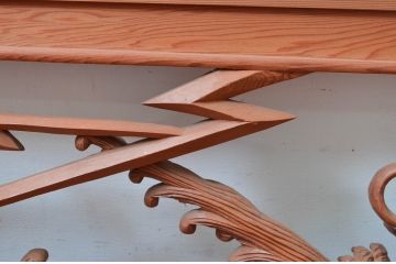 アンティーク建具　上手物!!　迫力のある龍と雷に波の図柄が魅力的な両面彫刻欄間1枚(明かり取り、明り取り)(製作費推定140万円)(R-081531)