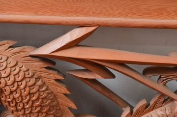 アンティーク建具　上手物!!　迫力のある龍と雷に波の図柄が魅力的な両面彫刻欄間1枚(明かり取り、明り取り)(製作費推定140万円)(R-081531)