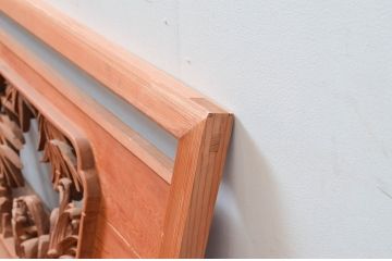 アンティーク建具　上手物!!　迫力のある虎と竹に波の図柄が魅力的な両面彫刻欄間1枚(明かり取り、明り取り)(製作費推定140万円)(R-081532)