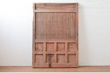アンティーク建具　総欅(ケヤキ)材　古い木味が魅力　桟の細かい蔵戸1枚(引き戸、玄関戸、格子戸)(R-081534)