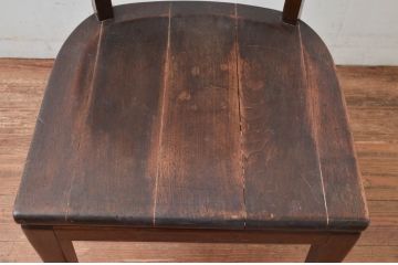 アメリカビンテージ　W.H.GUNLOCKE CHAIR CO.(W.H.ガンロックチェア社)　アンティーク調　無骨でどっしりとした佇まいのチェア(板座チェア、ダイニングチェア、椅子、イス、ヴィンテージ)(R-081541)