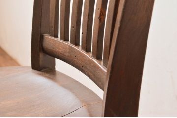 アメリカビンテージ　W.H.GUNLOCKE CHAIR CO.(W.H.ガンロックチェア社)　アンティーク調　無骨でどっしりとした佇まいのチェア(板座チェア、ダイニングチェア、椅子、イス、ヴィンテージ)(R-081541)