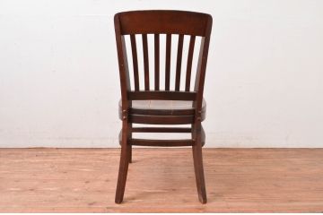 アメリカビンテージ　W.H.GUNLOCKE CHAIR CO.(W.H.ガンロックチェア社)　アンティーク調　無骨でどっしりとした佇まいのチェア(板座チェア、ダイニングチェア、椅子、イス、ヴィンテージ)(R-081541)