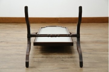 イギリスアンティーク　マホガニー材　繊細なフォルムが魅力的なスタンドミラー　(R-081552)