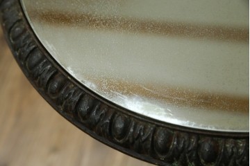 フランスアンティーク　ミラー天板　鋳物アイアンフレーム　チルトアップ　上品な曲線のデザインが目を引くコーヒーテーブル　(R-081554)