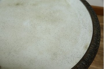 フランスアンティーク　ミラー天板　鋳物アイアンフレーム　チルトアップ　上品な曲線のデザインが目を引くコーヒーテーブル　(R-081554)