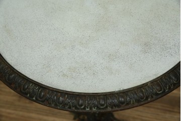 フランスアンティーク　ミラー天板　鋳物アイアンフレーム　チルトアップ　上品な曲線のデザインが目を引くコーヒーテーブル　(R-081554)