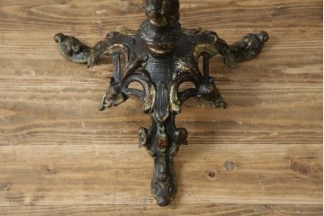 フランスアンティーク　ミラー天板　鋳物アイアンフレーム　チルトアップ　上品な曲線のデザインが目を引くコーヒーテーブル　(R-081554)