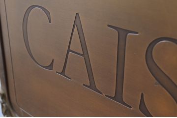 フランスアンティーク　両面表示　CAISSE(レジ、精算窓口)　置いてあるだけでおしゃれな雰囲気が高まるスタンドサイン(看板、レジ案内、店舗什器)(R-081555)