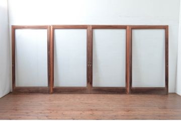 アンティーク建具　どこか懐かしい雰囲気漂う大判ガラス戸4枚セット(引き戸)(R-081572)