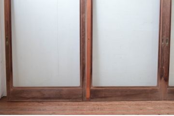 アンティーク建具　どこか懐かしい雰囲気漂う大判ガラス戸4枚セット(引き戸)(R-081572)