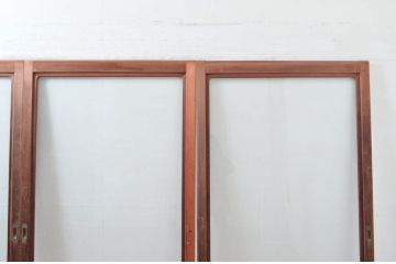 アンティーク建具　どこか懐かしい雰囲気漂う大判ガラス戸4枚セット(引き戸)(R-081572)