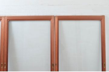 アンティーク建具　どこか懐かしい雰囲気漂う大判ガラス戸4枚セット(引き戸)(R-081572)