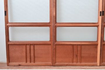 アンティーク建具　落ち着いた和の空間を演出する幅狭ガラス戸4枚セット(引き戸)(R-081573)