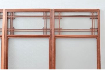 アンティーク建具　落ち着いた和の空間を演出する幅狭ガラス戸4枚セット(引き戸)(R-081573)
