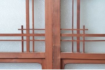 アンティーク建具　落ち着いた和の空間を演出する幅狭ガラス戸4枚セット(引き戸)(R-081573)