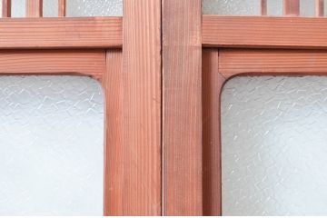 アンティーク建具　落ち着いた和の空間を演出する幅狭ガラス戸4枚セット(引き戸)(R-081573)