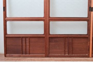 アンティーク建具　落ち着いた和の空間を演出する幅狭ガラス戸4枚セット(引き戸)(R-081573)