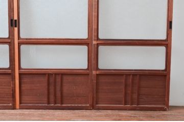 アンティーク建具　落ち着いた和の空間を演出する幅狭ガラス戸4枚セット(引き戸)(R-081573)