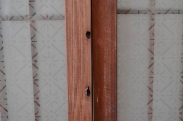 アンティーク建具　風情のある佇まいが魅力的!格子の入ったガラス窓2枚セット(ガラス戸、格子戸、引き戸)(R-081574)