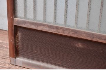 アンティーク建具　風情のある佇まいが魅力的!格子の入ったガラス窓2枚セット(ガラス戸、格子戸、引き戸)(R-081574)