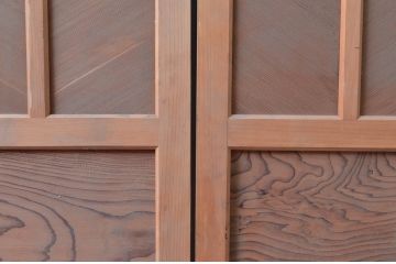アンティーク建具　凝ったデザインが目を惹かれる!数奇屋の門扉1対2枚セット(板戸、ドア)(R-081575)