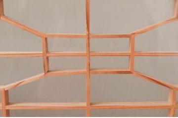 アンティーク建具　和モダンなデザインが魅力的な両面ガラスの窓2枚セット(引き戸)(R-081576)