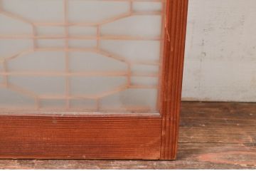 アンティーク建具　和モダンなデザインが魅力的な両面ガラスの窓2枚セット(引き戸)(R-081576)
