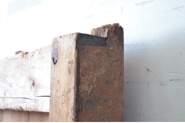 アンティーク建具　重厚な雰囲気漂う鉄板張りの蔵戸1枚(鉄扉、玄関戸、引き戸)(R-081577)