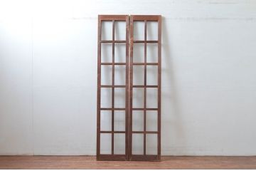 アンティーク建具　レトロな雰囲気漂う両開き扉1対2枚セット (ガラス扉、ドア)(R-081579)