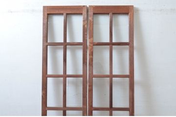 アンティーク建具　レトロな雰囲気漂う両開き扉1対2枚セット (ガラス扉、ドア)(R-081579)