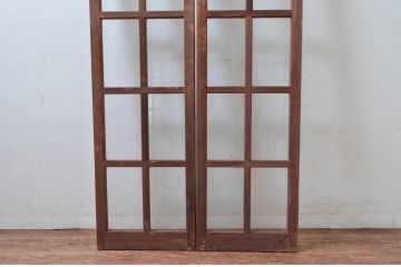 アンティーク建具　レトロな雰囲気漂う両開き扉1対2枚セット (ガラス扉、ドア)(R-081579)