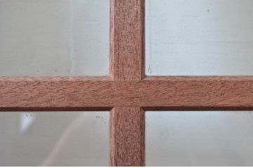 アンティーク建具　レトロな雰囲気漂う両開き扉1対2枚セット (ガラス扉、ドア)(R-081579)