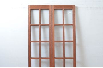 アンティーク建具　レトロな雰囲気漂う両開き扉1対2枚セット (ガラス扉、ドア)(R-081579)