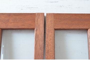 アンティーク建具　レトロな雰囲気漂う両開き扉1対2枚セット (ガラス扉、ドア)(R-081579)