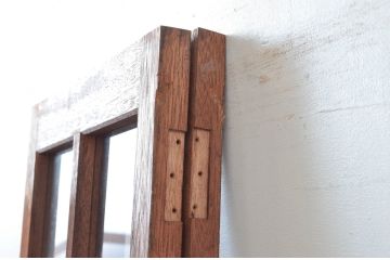 アンティーク建具　レトロな雰囲気漂う両開き扉1対2枚セット (ガラス扉、ドア)(R-081579)