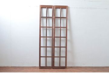 アンティーク建具　レトロな雰囲気漂う両開き扉1対2枚セット (ガラス扉、ドア)(R-081580)