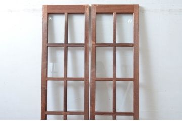 アンティーク建具　レトロな雰囲気漂う両開き扉1対2枚セット (ガラス扉、ドア)(R-081580)