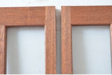 アンティーク建具　レトロな雰囲気漂う両開き扉1対2枚セット (ガラス扉、ドア)(R-081580)