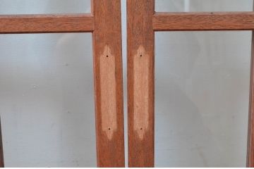 アンティーク建具　レトロな雰囲気漂う両開き扉1対2枚セット (ガラス扉、ドア)(R-081580)
