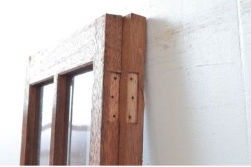 アンティーク建具　レトロな雰囲気漂う両開き扉1対2枚セット (ガラス扉、ドア)(R-081580)