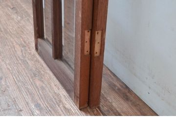 アンティーク建具　レトロな雰囲気漂う両開き扉1対2枚セット (ガラス扉、ドア)(R-081580)