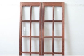 アンティーク建具　レトロな雰囲気漂う両開き扉1対2枚セット (ガラス扉、ドア)(R-081581)