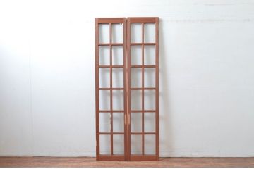 アンティーク建具　レトロな雰囲気漂う両開き扉1対2枚セット (ガラス扉、ドア)(R-081581)