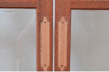 アンティーク建具　レトロな雰囲気漂う両開き扉1対2枚セット (ガラス扉、ドア)(R-081581)