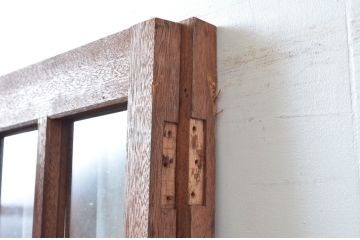 アンティーク建具　レトロな雰囲気漂う両開き扉1対2枚セット (ガラス扉、ドア)(R-081581)