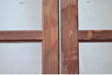 アンティーク建具　レトロな雰囲気漂う両開き扉1対2枚セット (ガラス扉、ドア)(R-081582)